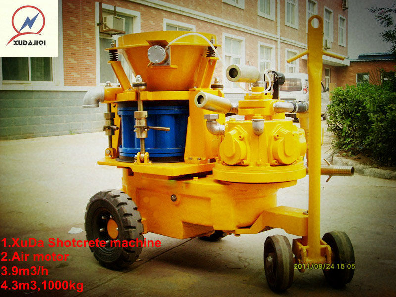 Dry-mix air motor concrete spraying machine