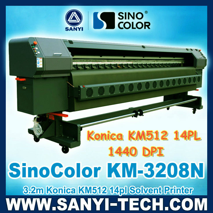 For Konica Head Solvent Ink Printer SINOCOLOR, (3.2 m, with Konica Minolta 512 14pl head 1440 dpi)