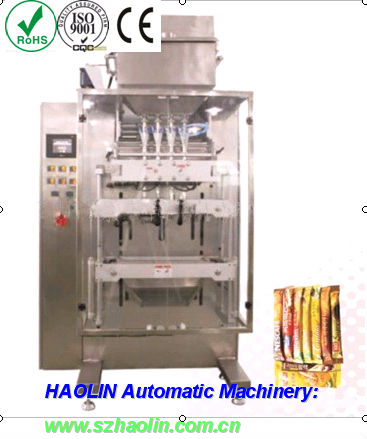 Four-line automatic packaging machine for granule materials