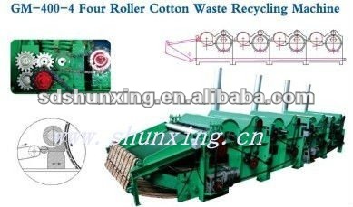 Four roller waste cotton recycling machine