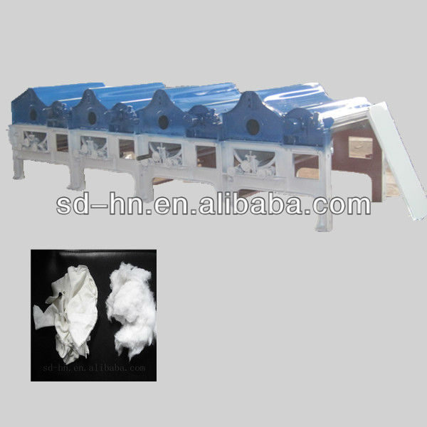 Four roller waste cotton recycling machine for garment and yarn