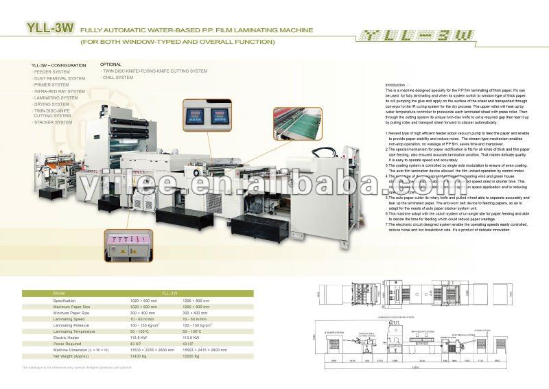 Fully automatic water based window type lamination machine