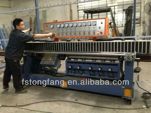 Glass straight line edging machine with 45 degree bevel angle