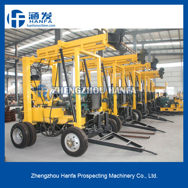 gold supplier of water well drilling equipement in China~ wheel drilling machine HF-3~trailer type machine for well drilling