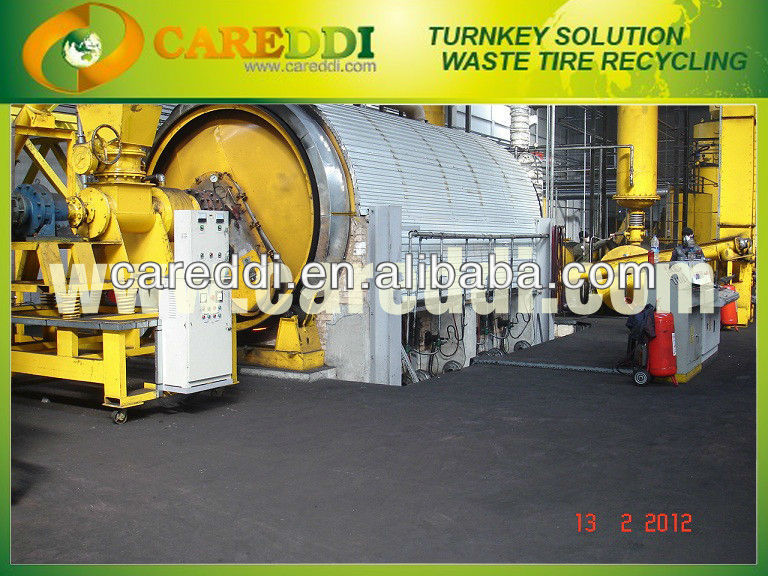 High capacity continuous waste tyre pyrolysis plant for crude oil