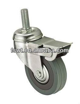 High Quality Gray Rubber Brake Wire Fixation Screw Fixed Caster Wheel