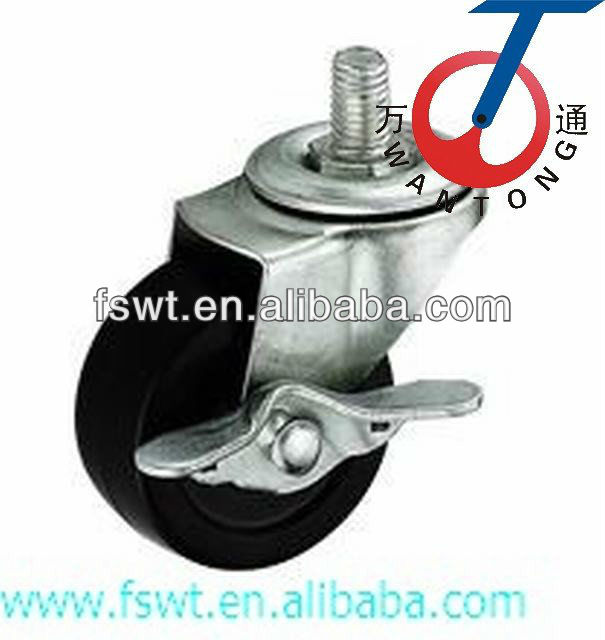 High Quality Light Duty Black Flat Series Screw Caster Wheel With Side Brakes