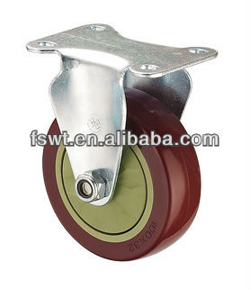 High Quality Medium Duty Polyurethane Purplish Red Single-Round Rigid Casters