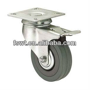 High Quality Pairs Of Brake Flat Gray Plastic Swivel Caster Wheel