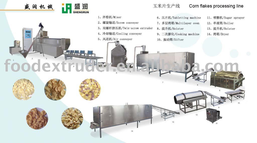 Honey Cornflake/breakfast cereals processing line