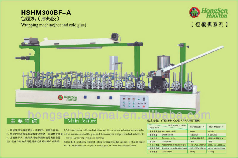 HSHM300BF-A multi-functional profiel wrapping machine with pvc and paper