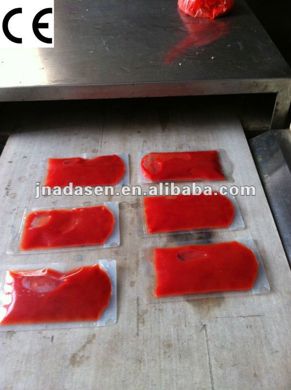 Industrial microwave machinery for sterilizing tomato paste
