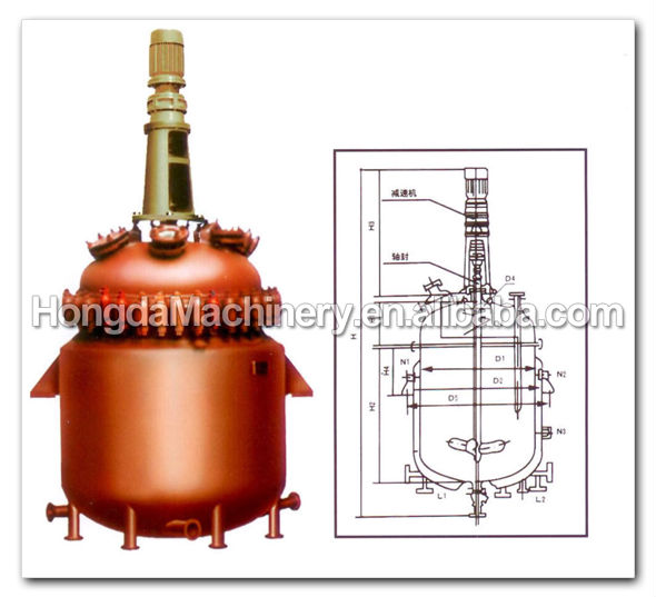Jacketed glass lined reactor