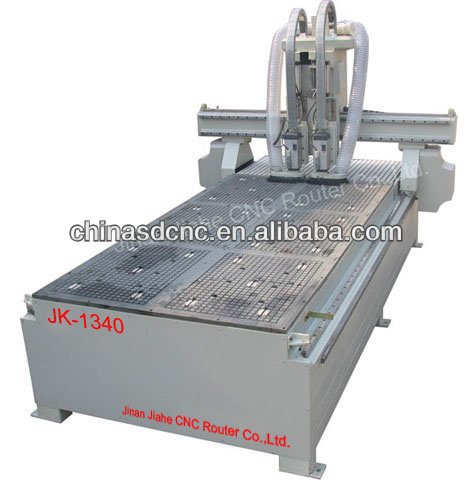 JK-1340 wood cnc router machine with two head and larger format table
