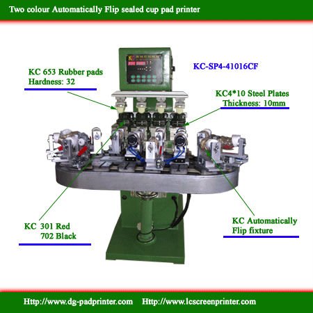 KC-SP4-41016C Sealed cup four colours conveyer pad printer