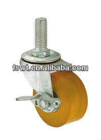 Light Duty Biaxial Polyurethane Screw Swivel Casters With Brake