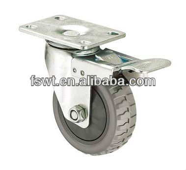 Medium Duty Grey Polyurethane Caster Wheel With Brake
