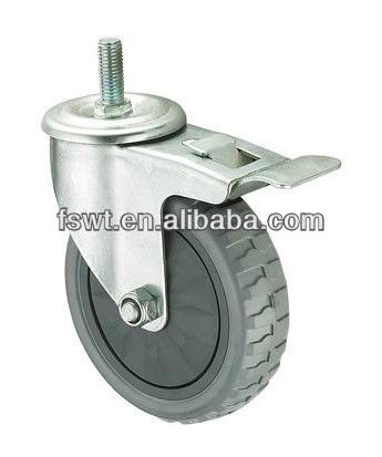 Medium Duty Grey polyurethane Screw Caster Wheel With Brake