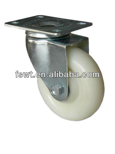 Medium Duty Withe Nylon Swivel Caster Wheel With Zinc-plate