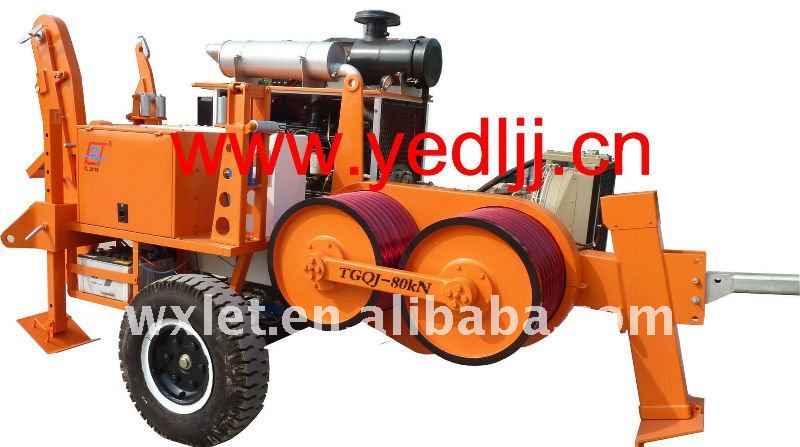 Overhead transmission line bullwheel puller tensioner