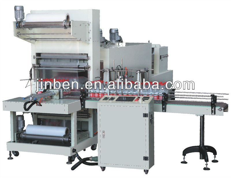 Plastic bottle shrink wrapping machine