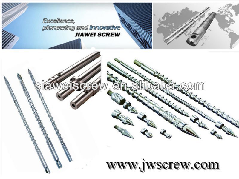 Plastic pellet screw and barrel alloy layer