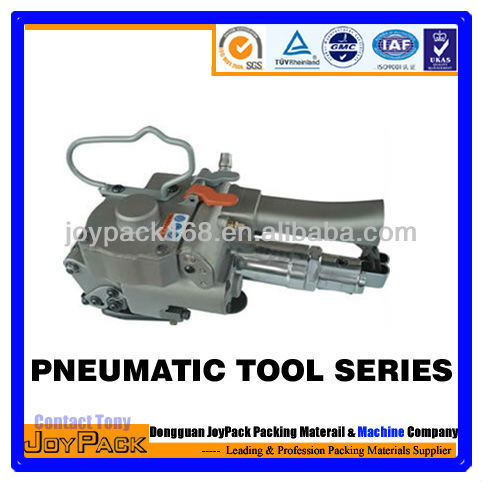 Pneumatic strapping tool for PET/PP straps