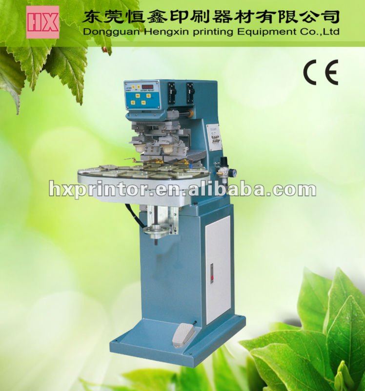 Pneumatic two color pad printer with conveyor