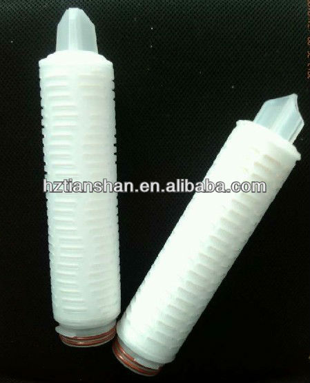 Polytetrafluoroethylene / 1.0 micron PTFE pleated membrane filter cartridge with absolute filtration efficiency