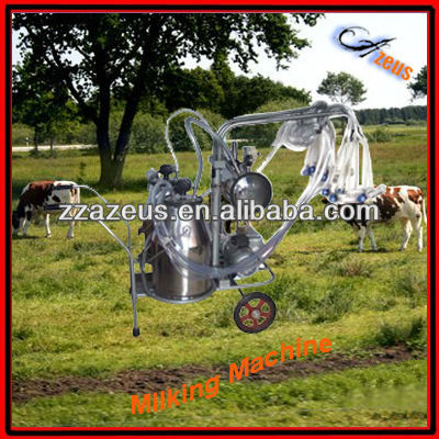 Portable cow milking machine with different pieces milking cluster