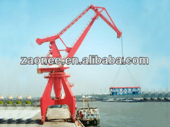 Portal load and unload derrick jetty crane