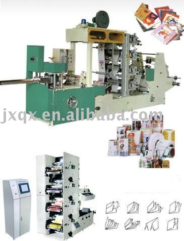 QX-X 1-8colors napkin tissue paper faial tissues cutting and folding machine