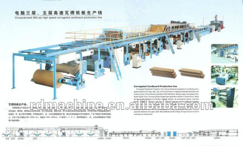 [RD-3-80-1600]Automatic high speed 3 ply corrugated cardboard production line