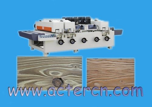 Rustic wood flooring wire brushing denibbing Machine