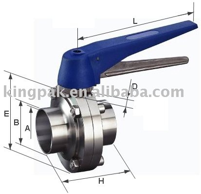 Sanitary Butterfly Valve Long Welding (pipe fitting)