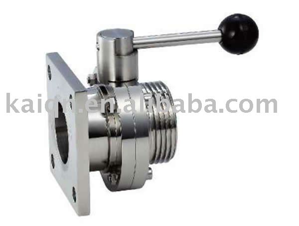 Sanitary flanged/threaded butterfly valve
