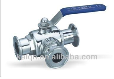 Sanitary three way clamped ball valve