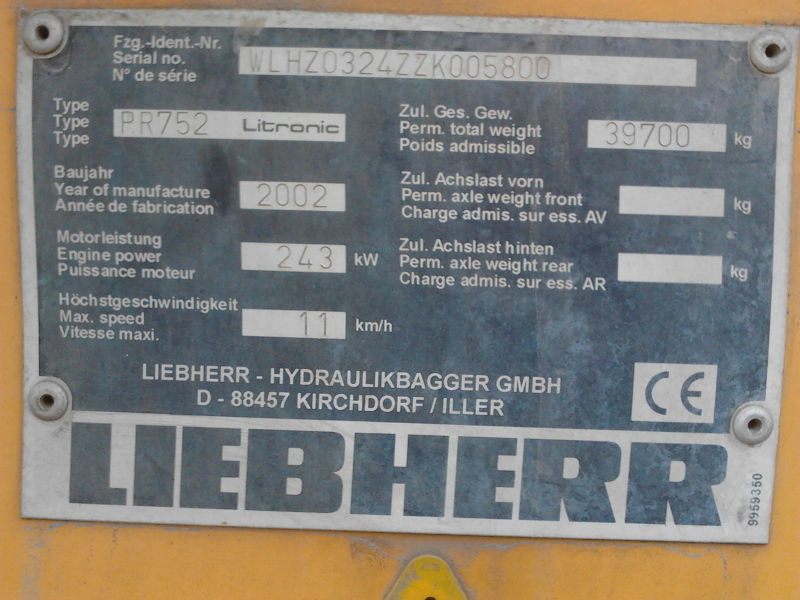Second hand Bulldozer Liebherr PR 752 for sale