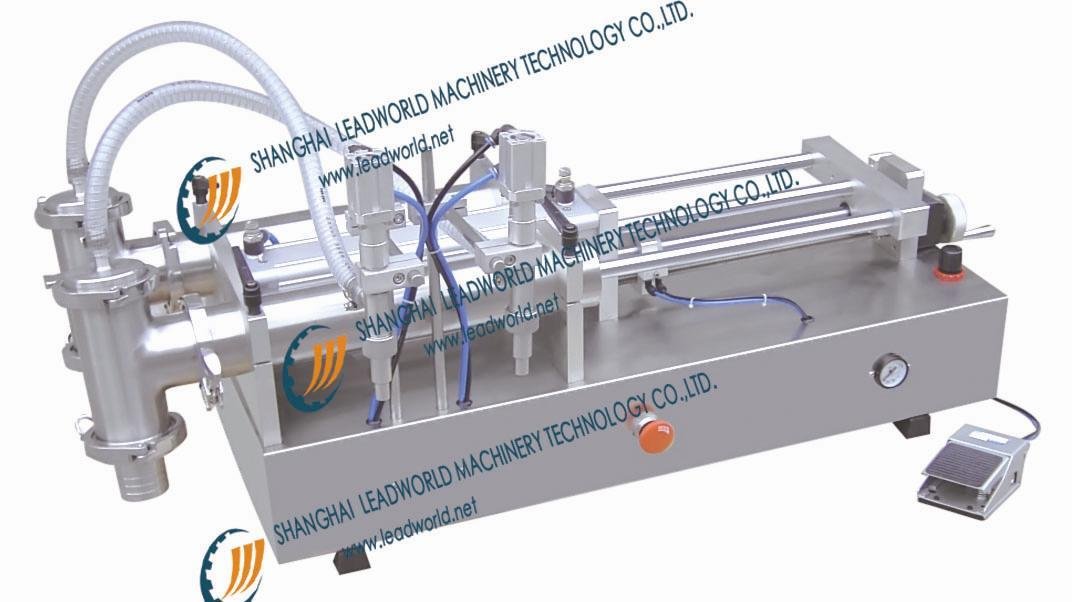 semi-automatic two-nozzle pnematic liquid filling machine