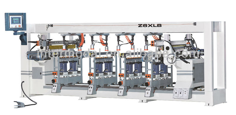 Six lines thru-feed boring machine