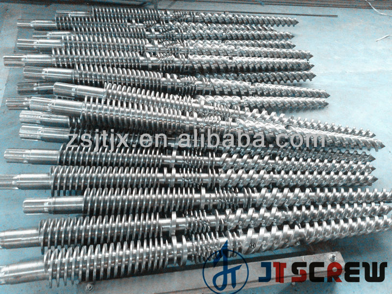 SJZ-65/132 conical double screw barrel for pvc pipe extruder/ conical twin screw barrel for sheet and profile