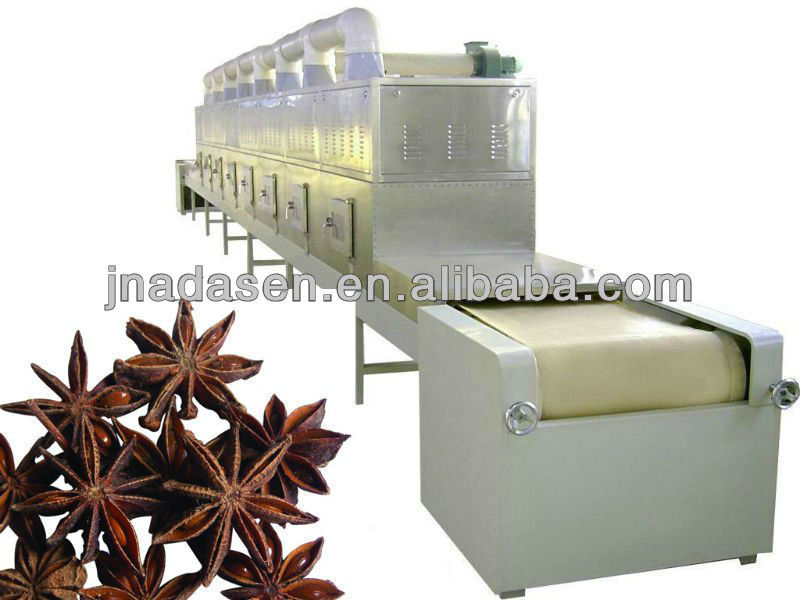 Spice and condiment microwave drying and sterilizing machine