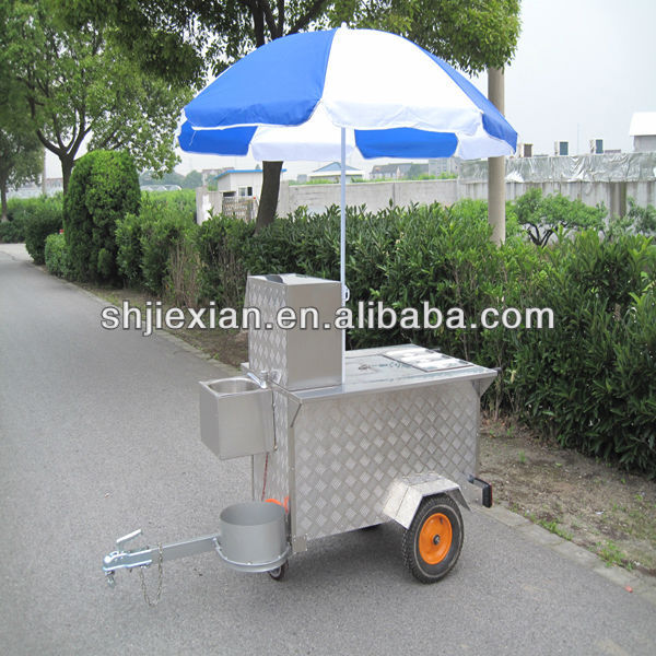 Stainless Steel Luxury Mobile Food Service Cart Portable Hot Dog Cart JX-HS120A