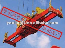 Telescopic container spreader of crane grab