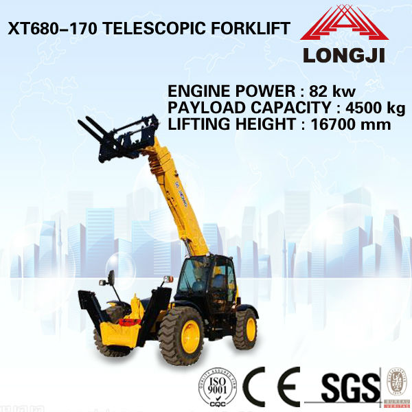 Telescopic forklift XT680-170 xcmg telescopic forklift(Rated Load: 4.5T, Lift height:16.7m)