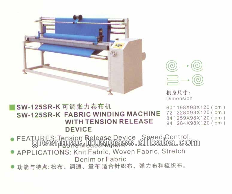 Textile Fabric Winding Machine with Tension Release Device
