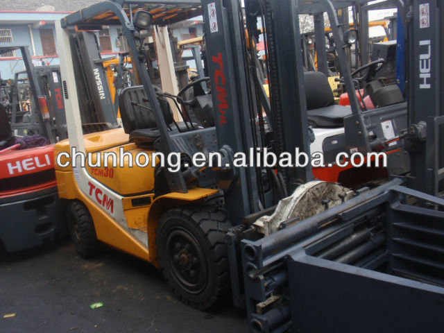 used forklift, tcm 3t forklift with clamp, origin from japan