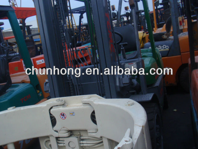 used forklift, tcm 3t forklift with paper roll clamp, origin from japan