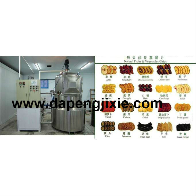 Vacuum frying machine with de-oiling device (fruit, vegetable fryer)