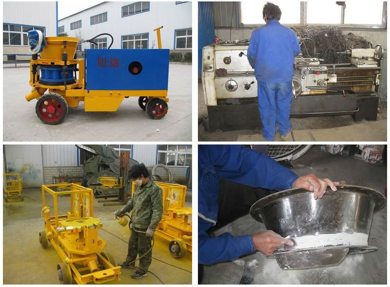 Wet concrete spraying machine